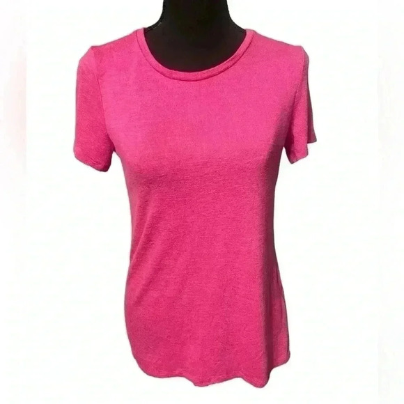 Banana Republic short sleeve rounded neck top in bright pink size XS - Picture 1 of 7